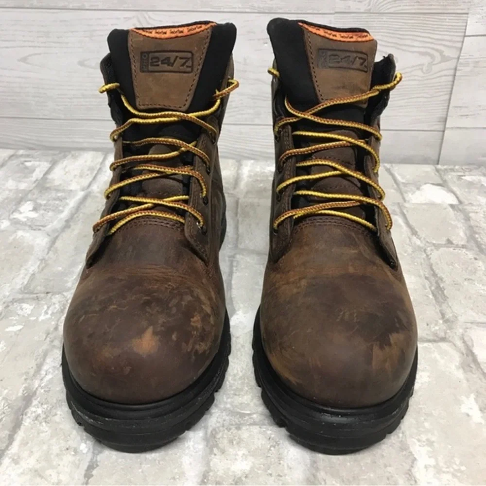 Timberland Size 9.5 Brown Pro Series 24/7 6 In Steel Toe Boots Very Lightly Used